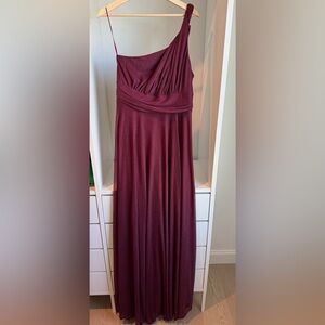 Asymmetrical One-Shoulder Maxi Dress in Maroon